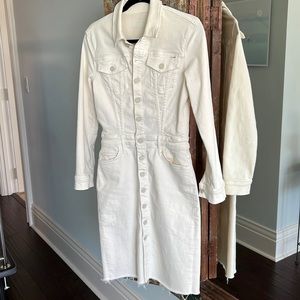 MOTHER White Denim Button-Down Dress